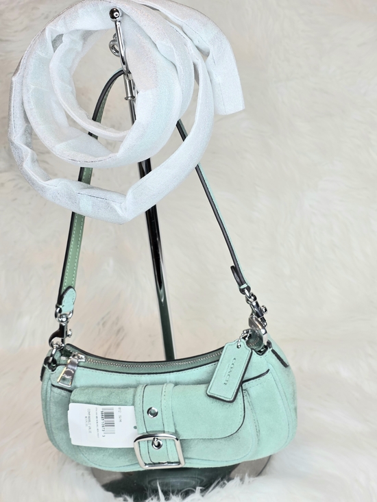 Coach Handbags - Coach Aston Mint Suede Mini Shoulder Bag with Crossbody Strap& Front Pocket NWT